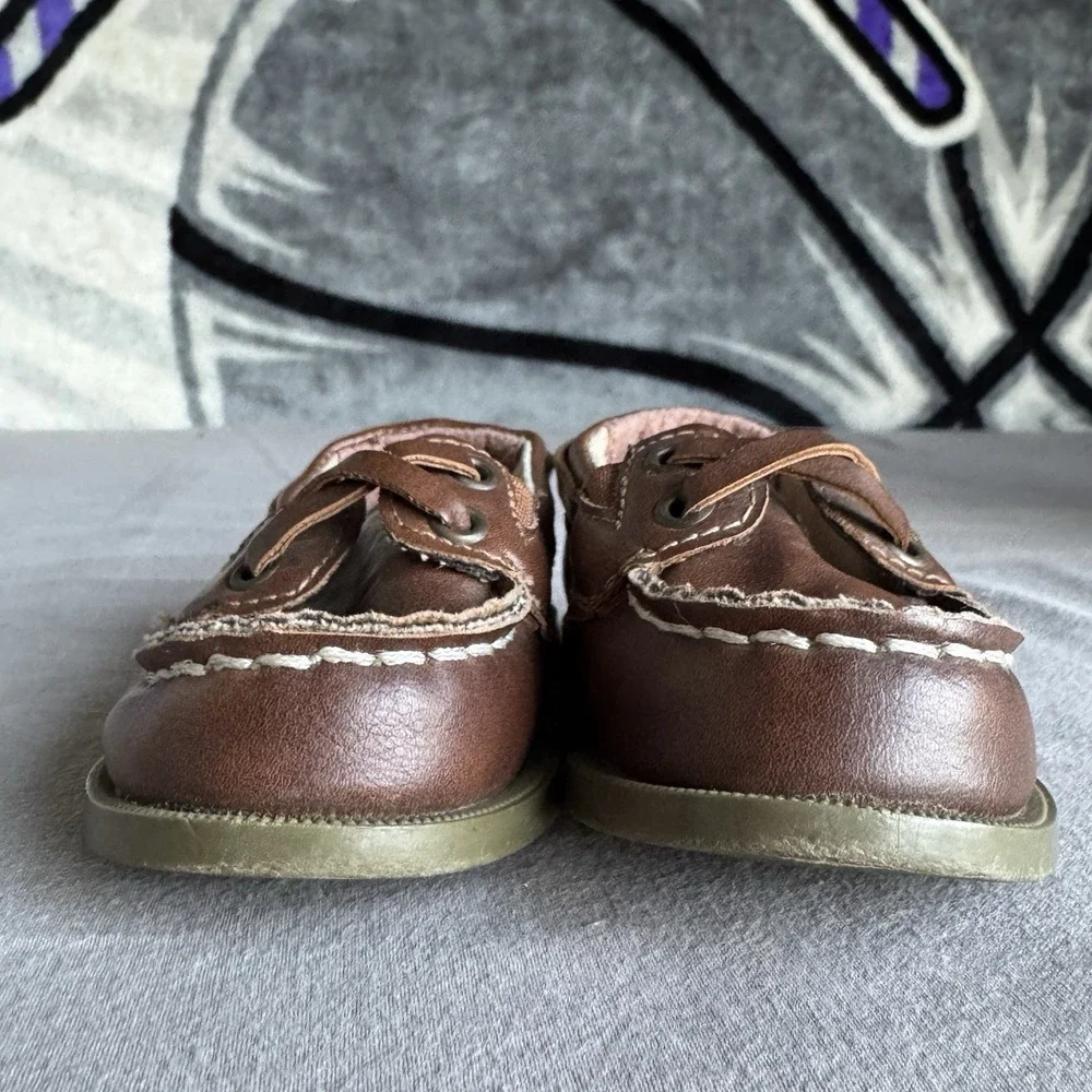 Size 5c - Carter's Toddler Boy's‎ Faux Leather Brown Loafer Boat Shoes